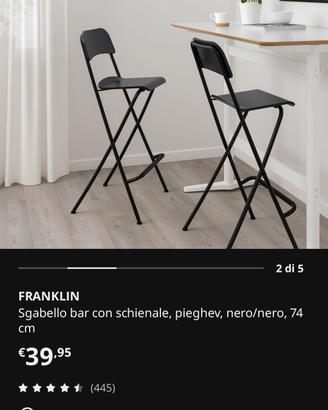 Ikea Franklin 2 sedie sgabelli bar con schienale 