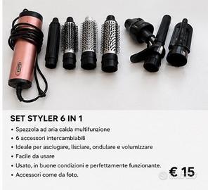 Styler capelli ad aria calda 6 in 1 con accessori