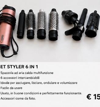 Styler capelli ad aria calda 6 in 1 con accessori