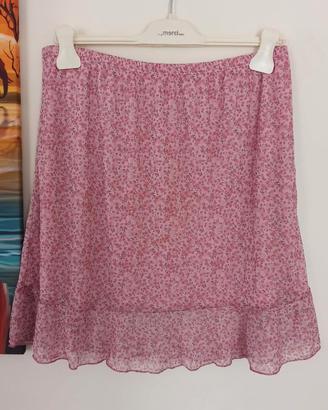 Gonna volant floreale rosa taglia 52 vintage