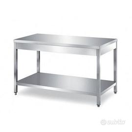 tavolo inox con ripiano di fondo - PROF. 90