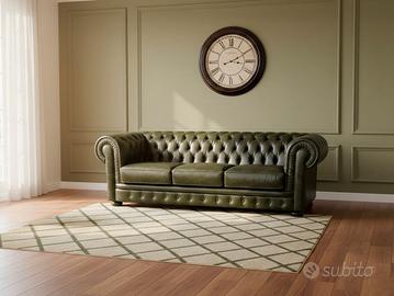 Divano Chester 3 posti in pelle vintage verde