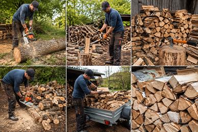 Taglio alberi e preparazione della legna