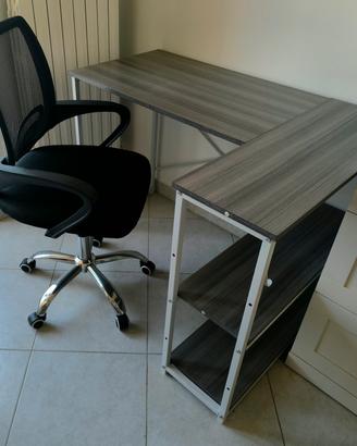 scrivania ad angolo e sedia ergonomica - NUOVE -