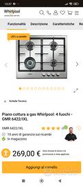Piano cottura whirlpool nuovo mai usato