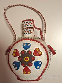 Borraccia Vintage Pelle Folk Art Balcani 