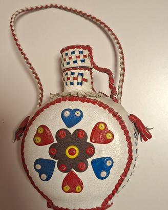 Borraccia Vintage Pelle Folk Art Balcani 