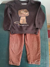 completo bimbo. Felpa + pantalone in velluto