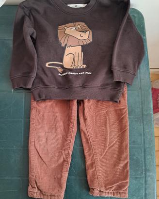 completo bimbo. Felpa + pantalone in velluto