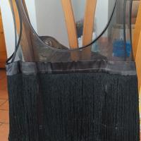 T-shirt Charleston donna tulle e raso nera.