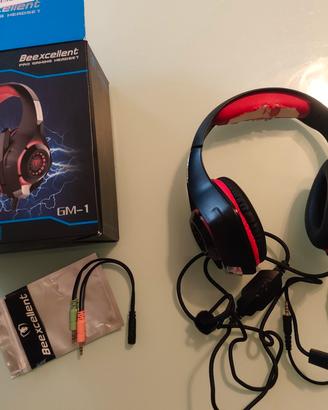 Cuffie Beexcelent gm-1 Gaming led rosso per PS