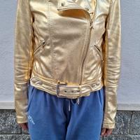 giacca oro pelle sintetica autunnale