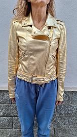 giacca oro pelle sintetica autunnale