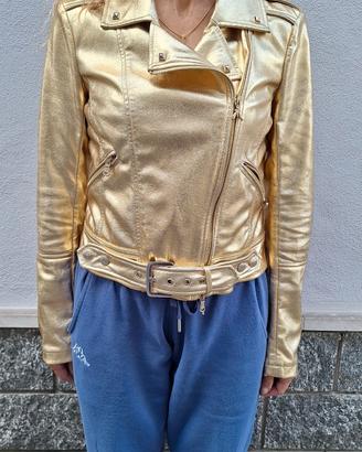 giacca oro pelle sintetica autunnale