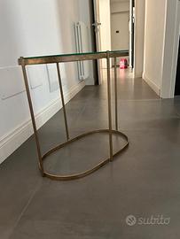 Tavolino d’arredo vetro e oro – per salotto