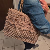 Borsa Fettuccia tortora con merletto