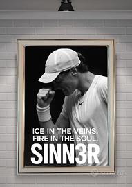poster incorniciato jannik sinner  tennis