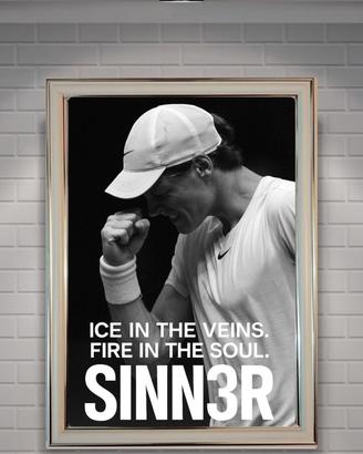poster incorniciato jannik sinner  tennis