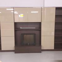 Parete soggiorno libreria porta tv rovere moro