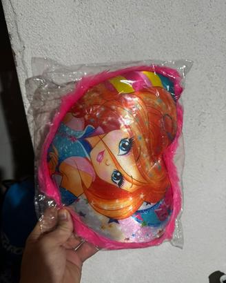 Cuscino peluche Winx Club Bloom a forma di cuore