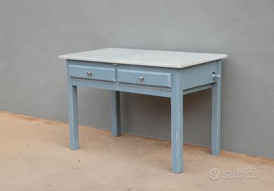 Tavolo con piano in marmo, mattarello e assi, '900