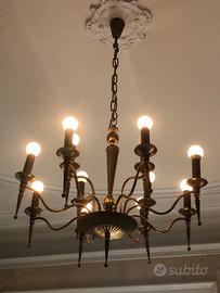 2 lampadari in ottone anni 50 - 12 luci