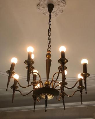 2 lampadari in ottone anni 50 - 12 luci