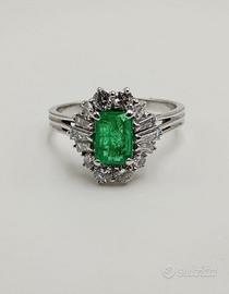 ANELLO ORO VINTAGE SMERALDO DIAMANTI