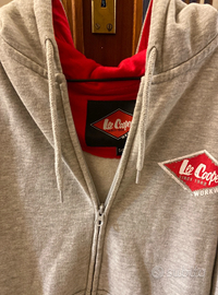 felpa Lee Cooper grigia con grafiche rosse oversiz
