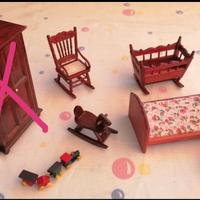 Cameretta mobili casa delle bambole in legno culla