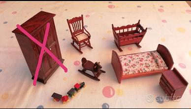 Cameretta mobili casa delle bambole in legno culla