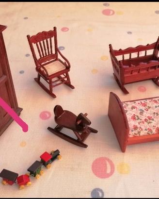Cameretta mobili casa delle bambole in legno culla