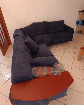 Divano angolare quattro posti  blu scuro