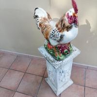 Colonna in pietra con gallo in ceramica vintage