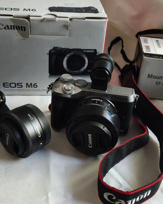 canon eos M 6 con 15-45 + 22mm f 2 + adattatore ef