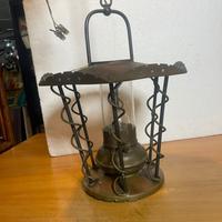 LAMPADARIO LANTERNA ANTICO RAME BATTUTO VINTAGE