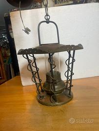 LAMPADARIO LANTERNA ANTICO RAME BATTUTO VINTAGE
