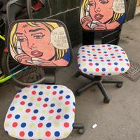 2 sedie girevoli con ruote