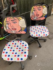 2 sedie girevoli con ruote