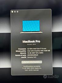 macbook pro 2019 16 pollici