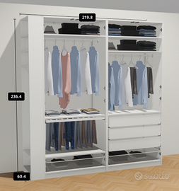 Armadio PAX IKEA 220cm con elemento terminale