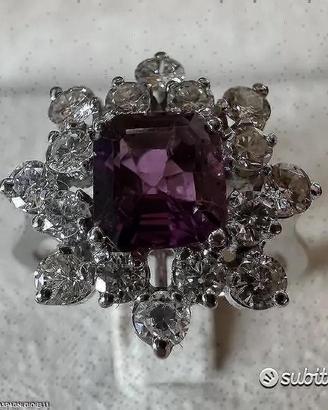 ANELLO ORO 18kt. CON DIAMANTI E RUBINO NATURALI