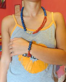 collana e bracciale lapislazzuli corallo  argento