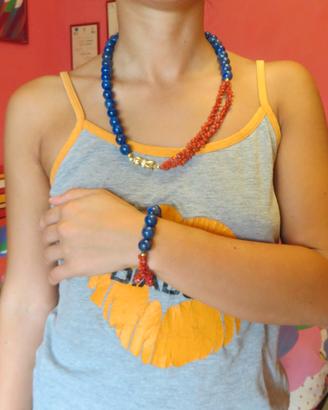collana e bracciale lapislazzuli corallo  argento