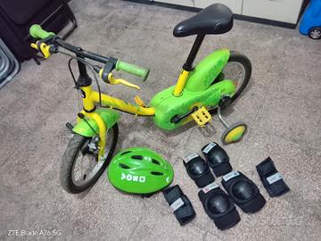 Bicicletta banbino 14 + casco + protezioni bimbo