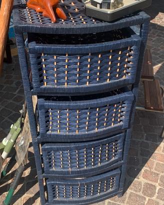 Cassettiera in vimini con cassetti