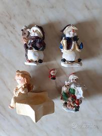 5 Statuette di Natale Pupazzo di neve Babbo Natale