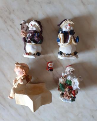 5 Statuette di Natale Pupazzo di neve Babbo Natale