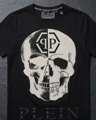 T-shirt Philipp Plein nera teschio in strass tg M 