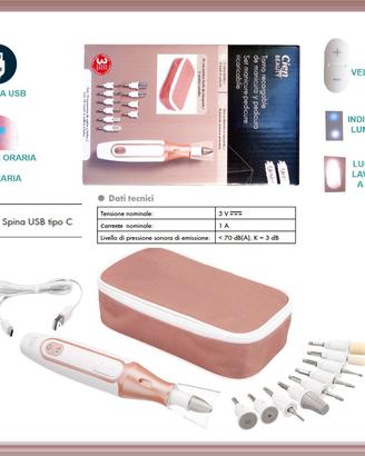 Set Manicure Pedicure a Batteria Ricaricabile Usb